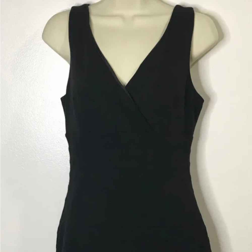Express Black Bodycon Dress Size Medium XXS Bandage Stretch V-neck Sleeveless